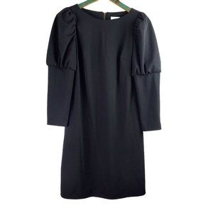 Calvin Klein Women's Black Midi Shift Puff Long Sleeve Dress, Sz 4